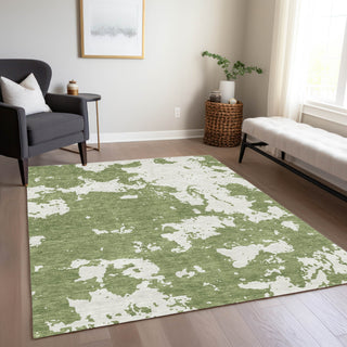 Piper Looms Chantille Modern ACN897 Green Machine Washable Area Rug Lifestyle Image Feature