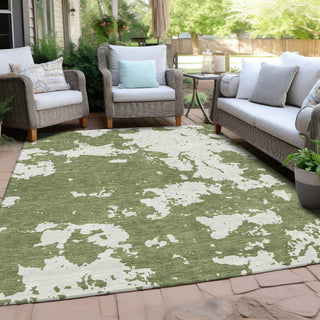 Piper Looms Chantille Modern ACN897 Green Machine Washable Area Rug Outdoor Lifestyle Image Feature