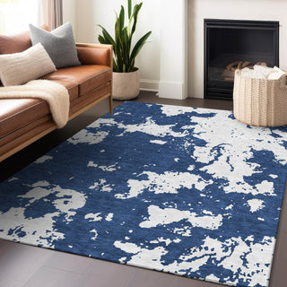 Piper Looms Chantille Modern ACN897 Navy Machine Washable Area Rug Lifestyle Image Feature