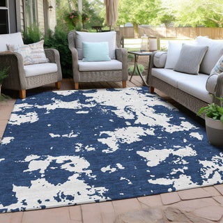 Piper Looms Chantille Modern ACN897 Navy Machine Washable Area Rug Outdoor Lifestyle Image Feature