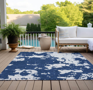 Piper Looms Chantille Modern ACN897 Navy Machine Washable Area Rug Outdoor Lifestyle Image Feature