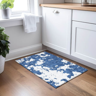 Piper Looms Chantille Modern ACN897 Navy Machine Washable Area Rug Scatter Lifestyle Image Feature
