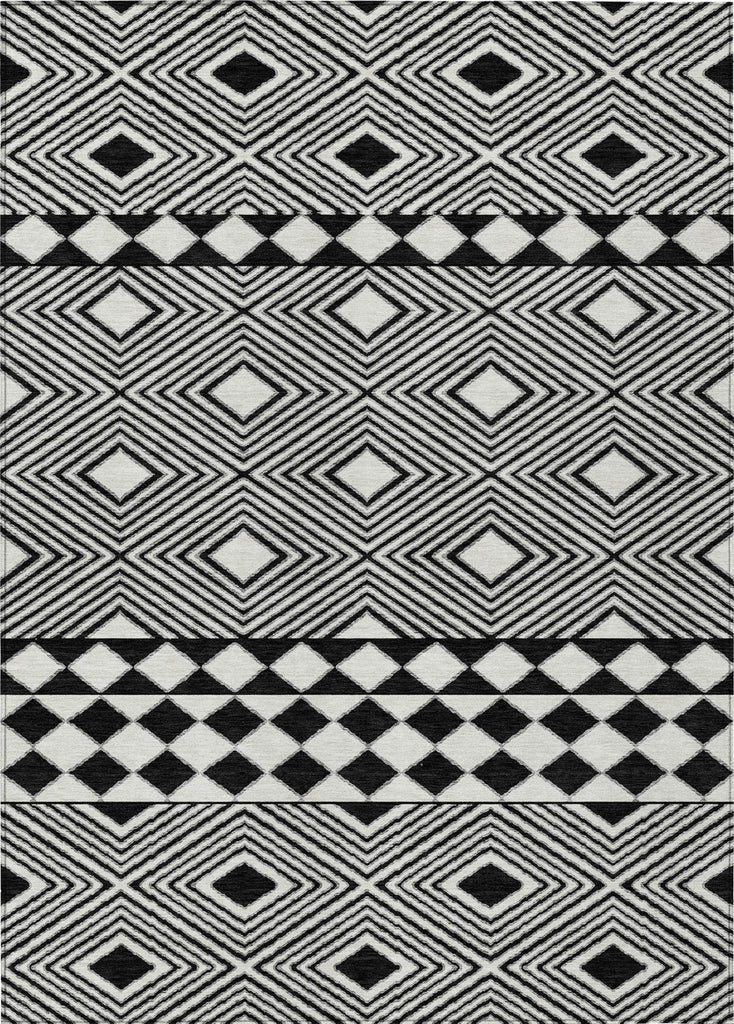 Piper Looms Chantille Diamonds ACN898 Black Machine Washable Area Rug main image