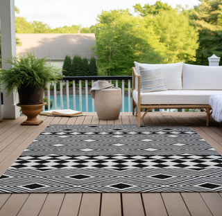 Piper Looms Chantille Diamonds ACN898 Black Machine Washable Area Rug Outdoor Lifestyle Image Feature