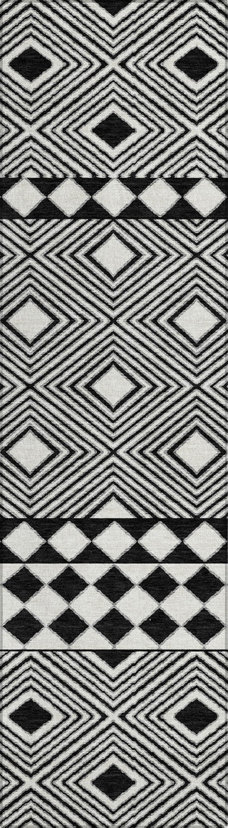 Piper Looms Chantille Diamonds ACN898 Black Machine Washable Area Rug Runner Main Image