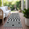 Piper Looms Chantille Diamonds ACN898 Black Machine Washable Area Rug Runner Outdoor Lifestyle Image Feature