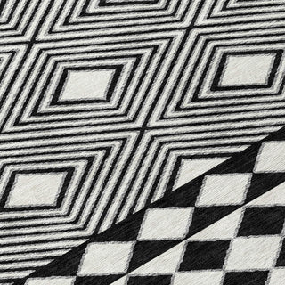 Piper Looms Chantille Diamonds ACN898 Black Machine Washable Area Rug Swatch Image