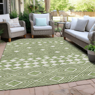 Piper Looms Chantille Diamonds ACN898 Green Machine Washable Area Rug Outdoor Lifestyle Image Feature