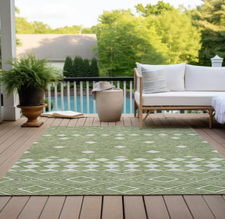 Piper Looms Chantille Diamonds ACN898 Green Machine Washable Area Rug Outdoor Lifestyle Image Feature