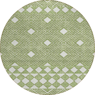 Piper Looms Chantille Diamonds ACN898 Green Machine Washable Area Rug Round Main Image