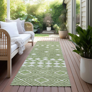 Piper Looms Chantille Diamonds ACN898 Green Machine Washable Area Rug Runner Outdoor Lifestyle Image Feature