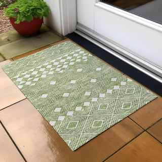 Piper Looms Chantille Diamonds ACN898 Green Machine Washable Area Rug Scatter Outdoor Lifestyle Image Feature