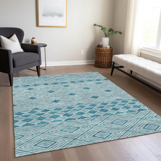 Piper Looms Chantille Diamonds ACN898 Teal Machine Washable Area Rug Lifestyle Image Feature