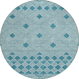 Piper Looms Chantille Diamonds ACN898 Teal Machine Washable Area Rug Round Main Image