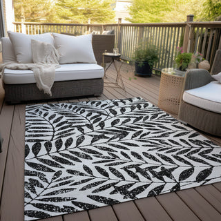 Piper Looms Chantille Floral ACN899 Black Machine Washable Area Rug Outdoor Lifestyle Image Feature