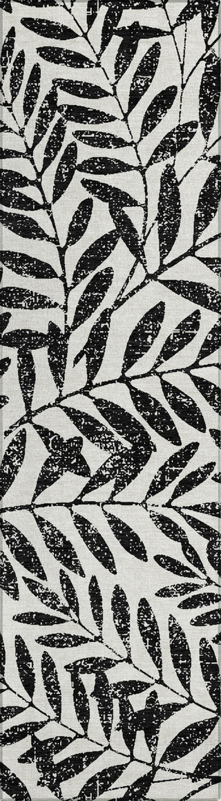 Piper Looms Chantille Floral ACN899 Black Machine Washable Area Rug Runner Main Image