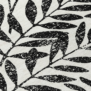 Piper Looms Chantille Floral ACN899 Black Machine Washable Area Rug Swatch Image