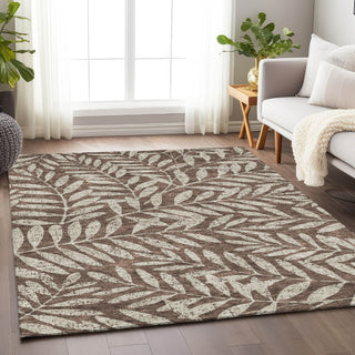 Piper Looms Chantille Floral ACN899 Brown Machine Washable Area Rug Lifestyle Image Feature