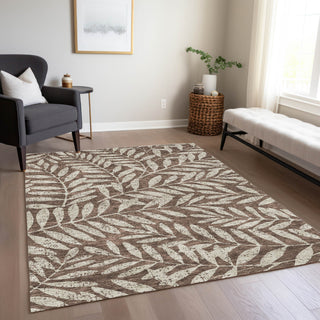 Piper Looms Chantille Floral ACN899 Brown Machine Washable Area Rug Lifestyle Image Feature