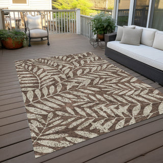 Piper Looms Chantille Floral ACN899 Brown Machine Washable Area Rug Outdoor Lifestyle Image Feature