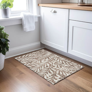 Piper Looms Chantille Floral ACN899 Brown Machine Washable Area Rug Scatter Lifestyle Image Feature