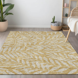 Piper Looms Chantille Floral ACN899 Gold Machine Washable Area Rug Lifestyle Image Feature