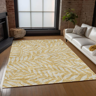 Piper Looms Chantille Floral ACN899 Gold Machine Washable Area Rug Lifestyle Image Feature