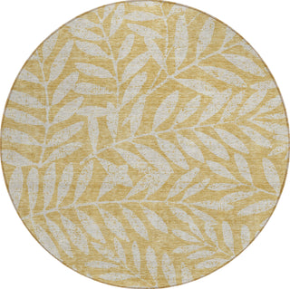 Piper Looms Chantille Floral ACN899 Gold Machine Washable Area Rug Round Main Image
