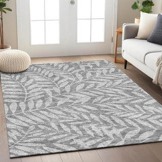 Piper Looms Chantille Floral ACN899 Gray Machine Washable Area Rug Lifestyle Image Feature