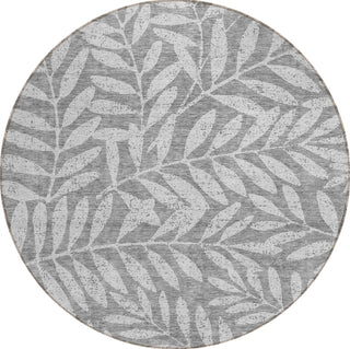 Piper Looms Chantille Floral ACN899 Gray Machine Washable Area Rug Round Main Image