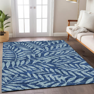 Piper Looms Chantille Floral ACN899 Navy Machine Washable Area Rug Lifestyle Image Feature