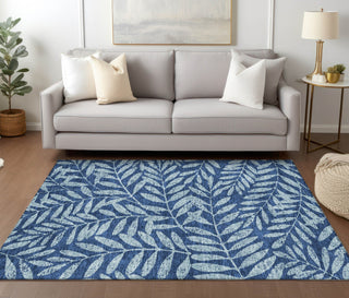 Piper Looms Chantille Floral ACN899 Navy Machine Washable Area Rug Lifestyle Image Feature