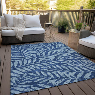 Piper Looms Chantille Floral ACN899 Navy Machine Washable Area Rug Outdoor Lifestyle Image Feature