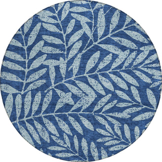 Piper Looms Chantille Floral ACN899 Navy Machine Washable Area Rug Round Main Image