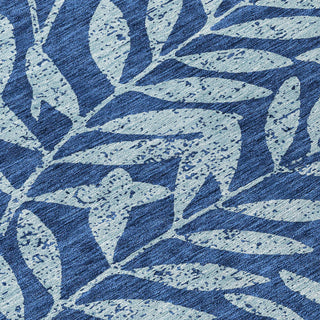 Piper Looms Chantille Floral ACN899 Navy Machine Washable Area Rug Swatch Image