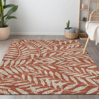 Piper Looms Chantille Floral ACN899 Paprika Machine Washable Area Rug Lifestyle Image Feature