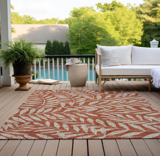 Piper Looms Chantille Floral ACN899 Paprika Machine Washable Area Rug Outdoor Lifestyle Image Feature
