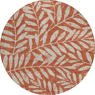 Piper Looms Chantille Floral ACN899 Paprika Machine Washable Area Rug Round Main Image