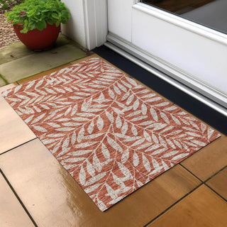 Piper Looms Chantille Floral ACN899 Paprika Machine Washable Area Rug Scatter Outdoor Lifestyle Image Feature