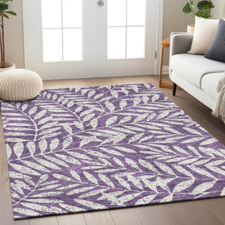 Piper Looms Chantille Floral ACN899 Purple Machine Washable Area Rug Lifestyle Image Feature