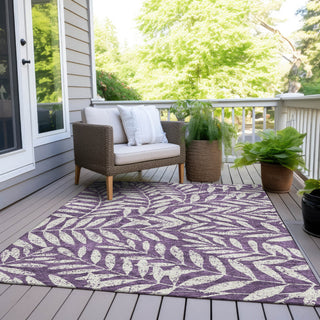 Piper Looms Chantille Floral ACN899 Purple Machine Washable Area Rug Outdoor Lifestyle Image Feature