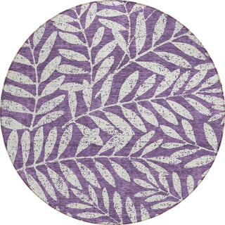 Piper Looms Chantille Floral ACN899 Purple Machine Washable Area Rug Round Main Image