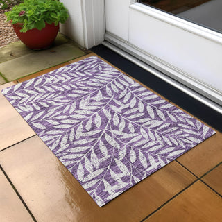Piper Looms Chantille Floral ACN899 Purple Machine Washable Area Rug Scatter Outdoor Lifestyle Image Feature