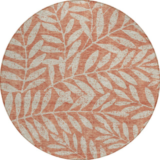 Piper Looms Chantille Floral ACN899 Salmon Machine Washable Area Rug Round Main Image