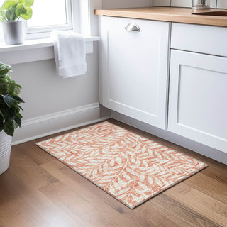 Piper Looms Chantille Floral ACN899 Salmon Machine Washable Area Rug Scatter Lifestyle Image Feature