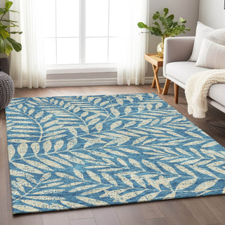 Piper Looms Chantille Floral ACN899 Teal Machine Washable Area Rug Lifestyle Image Feature