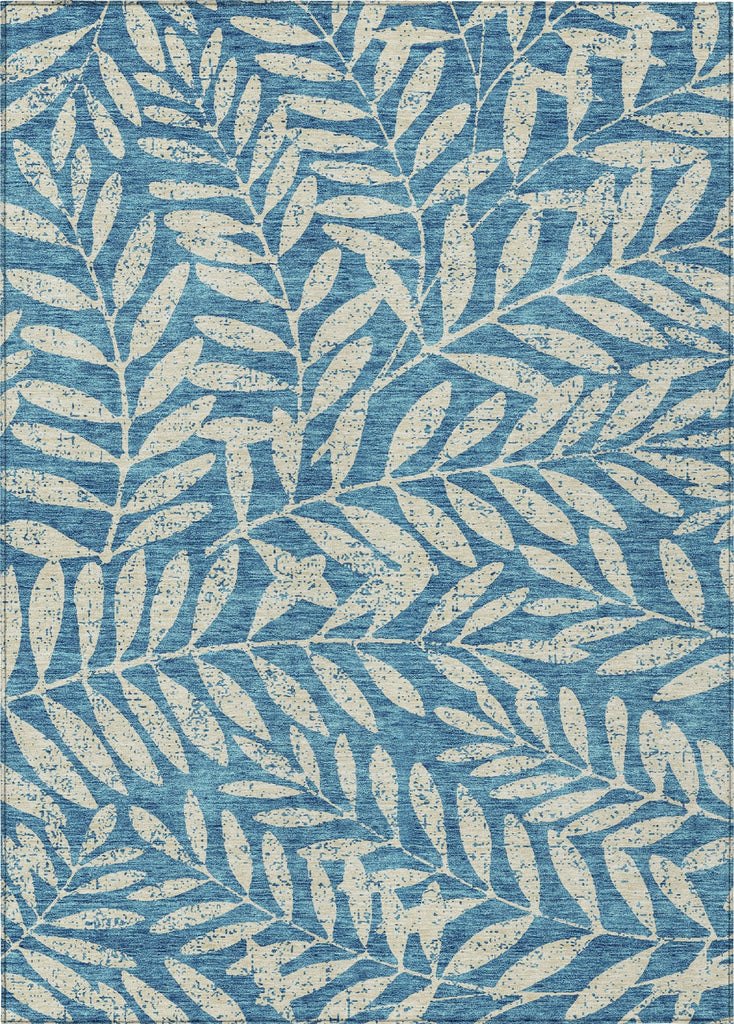 Piper Looms Chantille Floral ACN899 Teal Machine Washable Area Rug main image