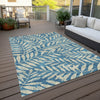 Piper Looms Chantille Floral ACN899 Teal Machine Washable Area Rug Outdoor Lifestyle Image Feature