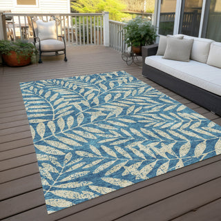 Piper Looms Chantille Floral ACN899 Teal Machine Washable Area Rug Outdoor Lifestyle Image Feature