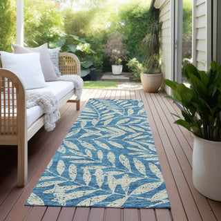 Piper Looms Chantille Floral ACN899 Teal Machine Washable Area Rug Runner Outdoor Lifestyle Image Feature